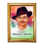 Hawai Saheed Bhagat Singh Photo with Synthetic Wood Frame for Home, Office, Café and Restaurant Décor | Size- 36x26x2cm | SFDI00605_GLD