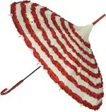 My Party Suppliers Red White Ruffle Pagoda Parasol Umbrellas for Women