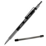 Aristo FMS 2 mm Hexagonal Barrel Black Clutch Mechanical Pen Pencil with 6 Spare Leads of HB Grade for Smooth Writing Drawing Doodling Outline Sketching for School Office Designers Artists Professionals