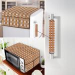 E-Retailer Exclusive 3-Layered Cotridge Combo Set of Appliances Cover (1 Pc. of Fridge Top Cover, 1 Pc Handle Cover and 1 Pc. of Microwave Oven Top Cover) (Color-Brown, Design-Geometric, Set Contains-3 Pcs.)