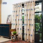 Urban Space 100% Cotton Curtains 5 feet for Window, Room Darkening Curtains 5 feet Long Set of 2 with Tab Top and TieBacks (Marigold Blue, Window - 5 ft x 4 ft)