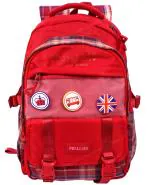 Toyshine Dark Check High School College Backpacks with Multiple Compartments-Red