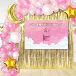 Untumble Baby Girl Cradle Ceremony Backdrop Foil Kit ( Pack of 58 pcs)