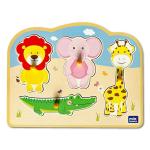 Mini Leaves Multicolor Wooden Jungle Animal Friends Jumbo Knob Puzzle For Age 1 And Above (Pieces Of 4)