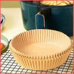 SAMEZONE Air Fryer Disposable Paper Liner Disposable air Fryer Paper Liners, Water-Proof, Oil-Proof, Food Grade Parchment for Baking Roasting Microwave (50 pcs Frying Paper)