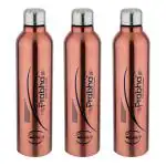 Prabha Brown Single Wall Stainless Steel Fridge Water Bottle Office College School Kids, Capacity 750 ml, Set of 3