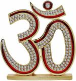 BLESS KRAFT Brass Hindu Religious OM Symbol Suitable for car Dashboard, Home Decor, Office Table (Red)