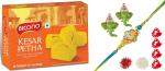 Feastive Celebrations Bikano Kesar Petha With Navratna Rakhi, Pair Of Ganesha Soan, Pooja Rakhi, Kesar And Chawal (Set Of 4)