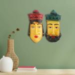 Kraftlik Handicrafts Human Face Handmade Terracotta Earthen Clay Human Face Wall Hanging Multicolored Tribal Mask