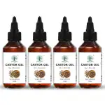 Organic Indus Cold Pressed Castor Oil - 100% Pure & Natural, Hexane-Free, Versatile Oil for Skin, Hair & Eyelash Growth, Hydration & Moisturization, Rich in Omega Fatty Acids, Vitamin E - 50ml (Pack of 4)