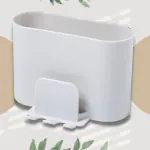 The Golden Theory Ochron self adhesive toothbrush holder / toothbrush stand and toothpaste holder. A perfect bathroom organizer for bathroom accessories and sink / wash basin. No drill and no damage tooth brushes holder