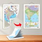 GO WOO SMALL - 100 India PHYSICAL OUTLINE MAP FOR SCHOOL and 2 IN 1 India POLITICAL AND PHYSICAL MAP IN ENGLISH | Combo of 1 Map Pad +1 chart|Unveiling Geography with outline map and chart of India