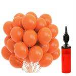 Hemito Rubber Orange Metallic Balloons Orange Balloons With Pump (Pack Of 100 )