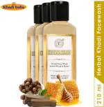 Herbal Khadi Sandalwood Honey Natural Herbal Facewash Anti Tanning Face Wash For Glowing Skin With Anti Acne & Oil Control Properties 630 ml (Pack of 3)