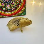 DHAANI-FOODS Golden Brass Dhokra Vastu Miniature Frog