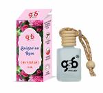 GSB Bulgarian Rose Hanging Car Air Freshener | Long Lasting Car Perfume | Natural And Real Fragrance In Glass Bottle With Wooden Diffuser Lid | 10 Ml