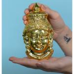 Sigaram 6X3.5 Inch German Silver Lakshmi Face Mukoot for Vara Mahalakshmi Festival K4124 Decorative Showpiece - 16 cm (Silver Plated, Gold)