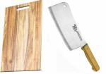 Shruthi Organic Combo Heavy Duty Wooden Chopping Board + Heavy Wooden Chopper Knife 7' INCH Professional Ideal Serving Tray for Meat, Cheese, Fruits & Vegetables