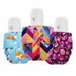 Mylo Essentials Cloth Diaper for Babies|Oeko-Tex Certified|(3Months-3Years)|5kg-17kg|Reusable with Adjustable Snap Button|Pack includes 3 Cloth diaper&3 Wet-Free Inserts-(Pet Love,Purple Love,Rainbow)