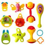WISHKEY Set of 11 BPA Free Baby Rattles for New Born (Pack of 11, Multicolor).