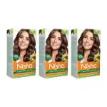 Nisha Creme Hair Color for Women & Men Long-lasting 100% Grey Coverage Permanent Hair Colour for Soft Shiny Healthy Hair Chocolate Brown (120g, Pack of 3)