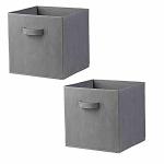 CRAFTY CRAFT Non-Woven Multi-utility Foldable Storage Cube/Files/Toys/Newspaper/Cloths Fabric Storage Organise Box with Side Handle for Home (Pack of 2, Grey)