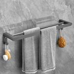 Plantex Space Aluminium Double Towel Rod/Towel Bar/Towel Hanger with Fix Hook for Bathroom/Kitchen/Loundry Room/Bathroom Accessories (966, Grey) Pack of 1