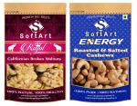 SoftArt Dry Fruits Combo Of Broken Walnut & Roasted & Salted Kaju Vacuum Pack - (Pack of 2, 250 g Each)
