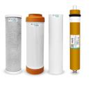 Konvio Neer CTO GAC PP Spun Carbon Filter of 10 inch Set with 80GPD High TDS Membrane, Replacement Filters for Under Sink and Commercial RO Water Purifier - 3 Pcs