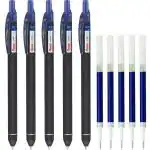 Pentel EnerGel Click 0.7MM Roller Gel Pen | Quick Dry Ink For Smudge-Free Writing | Ink Colour - Blue | Pack of 5 Pens and 5 Refills