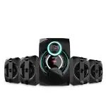 Intex STAR FMUB 4.1 Channel 78 W Sound Output Bluetooth Speaker with Multiple Input, Output, Recording Feature, Power Indicator LED Display, In-Built Digital FM PlayabilityMain Unit-Wooden, Satellite-Plastic Body (Black)