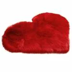 KATHIYAWADI Love Heart Carpets Artificial Wool Sheepskin Hairy Carpet Faux Floor Mat Fur Plain Fluffy Soft Area Carpet Heart Mat 40x50cm (Red)