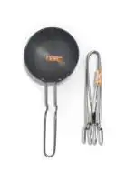 i WARE KkitchenCare Tadka Pan / Spice Heating Pan (Black) & Pakkad/ Wire Tong/ Utensil Holder