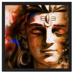 RITWIKA ART AND CRAFT Multicolored Modern Art Shiva Meditation Painting Engineered Wood Black Frame, Size 13.5 X 13.5 Inch, Set of 1