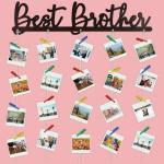 Cvanu Best Brother MDF Cutout Photo Display Hanging with Clips-Rope for Decoration_c83 (30 inch, Multicolor)