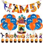 Zyozique Dragon Ball Z 5th Birthday Party Supplies - Banner, Cake & CupCake Topper, Balloons (Pack of 37)
