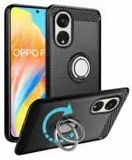 Unistuff Back Case Cover for Oppo F23 5G with Magnetic Kickstand | Premium Matte Finish | Camera Bump Protection | Rubberized Ring Cover - Night Black, 78302