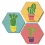 ARTUP Floral Art Set of 3 Hexagon Wall Decor Self adhesive Painting Digital Reprint 17 X 17 Inch