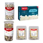 Indiyum Vrat Foxnut Himalayan Pink Salt 90g Navrata Mixture Namkeen 200g Dry Petha 400g Allu Chips Sendha Namak 150g Allu Chips Black Pepper 150g