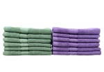 Caslino - 100% Cotton Face Towels, 450 GSM, Set of 12, Soft and Super Absorbent, Face Towel Set for Women & Men (Purple & Olive Green)