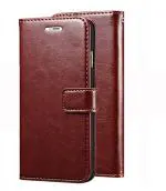 Mcase Brown Artificial Leather, Silicon Flip Cover For Oppo A92s (Model - Wallet Flip Case - 24372)