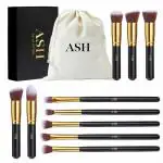 ASH by LA OTTER Premium Synthetic Foundation Powder,Concealers, Eye Shadows Makeup 10 Pcs Brush Set with pouch and box