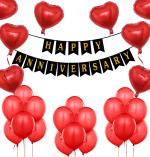 Party Propz Red, Black Happy Anniversary Party Decoration Combo (Set Of 35)
