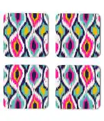 Whats Your Kick Pattern Design Colorful Fine Art Painting Design Beautiful Pattern Design Printed Set of 4 Coaster With Metal Stand