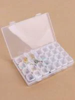 SURKHAMART Plastic Jewellery Organiser 28 Grid Detachable Storage Box Case With Dividers Container For Rings, Earrings, Necklace, Lipstick, Makeup Home Organizer, Transparent