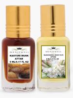 Menjewell Combo Pack Of 2PCs Attar(Kasturi Musk 5ML,Rajnigandha 5ML) 10ML Attar (Floral)