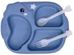Adore Sea Horse - Plastic feeding plate with Spoon & Fork- Blue