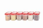 Cutting EDGE Flip-Top Kitchen Storage Container & Dispenser Set for Rice, Dal, Atta, Flour, Cereals, Snacks, Stackable, BPA Free, Modular, Cherry Red (6, 1.2 Litre) (Free Plain Lids extra for each container)