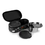 UNINOX Doodle Flat Stainless Steel Lunch Box | Set of 2 pcs (350 + 350 ml) with Bag | Black