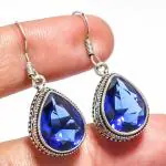 SHREE HANUMAN ENTERPRISES Blue Sapphire Silver Handmade Jewelry Earring 1.56
